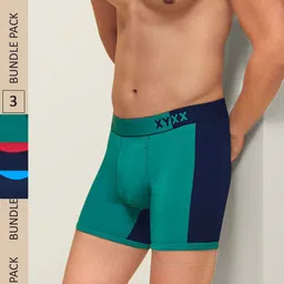 XYXX Men IntelliSoft Antimicrobial Micro Modal Pack of 3 Dualist Trunks XYTRNK3PCKN390-12