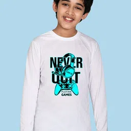 NUSYL Boys Never Quit Text Printed Long Sleeves Cotton Casual T-shirt-image-68