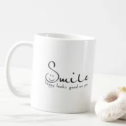 " smile" happy looks good on you quote latest beautiful white Ceramic with Handle-Perfect Gift to Anyone On Any Occasion | Coffee & Tea Cup | Pack of 1 Ceramic Coffee Mug-22