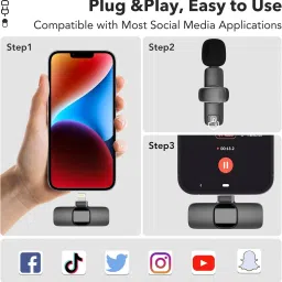 tazomi Wireless Lavalier Omnidirectional mic for Video Recording Type C Android &iPhone Microphone image 5