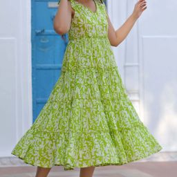 Women Fit and Flare Green Midi/Calf Length Dress-image-45