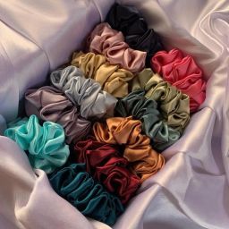 Premium Silk Satin Scrunchies (pack of 12) Rubber Band-image-34