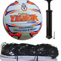 mashi orange pvc volleyball KIT with nylon net Volleyball - Size: 4-image-63