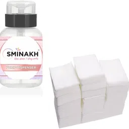 1PCS 150ML(5oz) Push Down Empty Lockable Pump Dispenser Bottle for Nail Polish and Makeup Remover(Pink Top Cap) AND 1000Pcs Nail Wipes Lint Free Gel Nail Polish Removers Cotton Pads Eyelash Extension Glue Cleaning Wipes-0