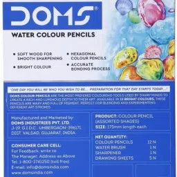 doms Super Soft 3.3mm Lead 24 Shades Pre-Sharpened Water Color Pencil| Hexagonal Shaped Color Pencils image 4