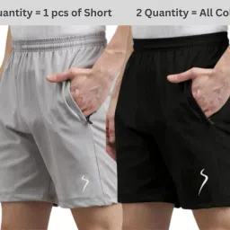 Pack of 2 Solid Men Black, Dark Grey Sports Shorts, Gym Shorts, Regular Shorts, Running Shorts-picture-18