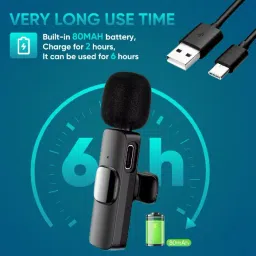 gentle e kart ® K8 2 in1 Wireless Collar Mic voice recorder With iOs & Type C Device Supported Microphone image 4