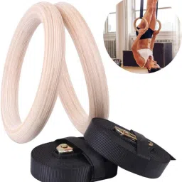 Gymnastic Wooden Rings with Heavy Duty Adjustable Strap,Roman Rings Gym Pilates Ring-image-77