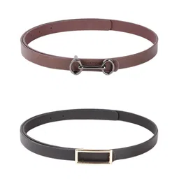 CRUSSET Girls Set of 2 Textured Casual Belt with Push Pin Closure-image-33
