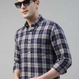 Hancock Standard Slim Fit Tartan Checks Cotton Casual Shirt-image-52