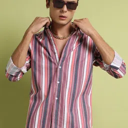 Campus Sutra Striped Classic Cotton Casual Shirt-picture-27