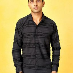 HARPITA Men Comfort Horizontal Stripes Semi Sheer Striped Casual Shirt-image-91