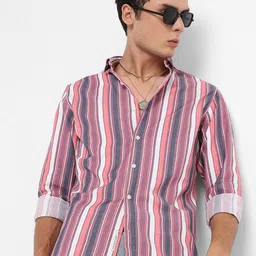 Campus Sutra Classic Fit Vertical Stripes Cotton Casual Shirt-image-67