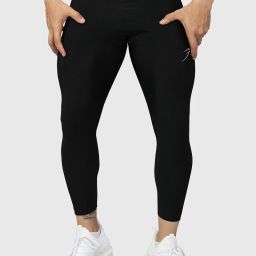 Solid Men Black Tights-image-2