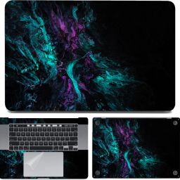 dzazner Fullbody 4-Piece Laptop Skin Wrap Decal Vinyl Sticker Compatible for MacBook Pro 16 inch A2141 2019 Release (Cyan Megenta Art on Black) Precision Cut Vinyl Laptop Skin Compatible for 16 inch-picture-6