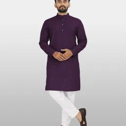 Men Embellished Viscose Rayon Straight Kurta-image-95