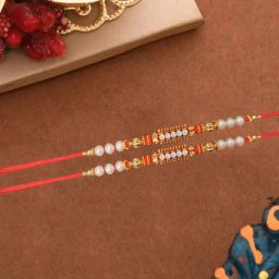 Thread Stone & Beads Designer Rakhi With Chawal or Roli , Rakhi For Brother Mauli Thread Rakhi Set-15