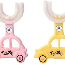 Smart Car/Taxi Style U-Shape Children's Toothbrush With Handle Silicone Ultra Soft Toothbrush-image-49