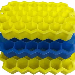 3 PCSSilicone Ice Cube Trays 37 Cavity Per Ice Tray, Flexible Silicone Honeycomb Yellow, Blue Silicone Ice Cube Tray-image-19
