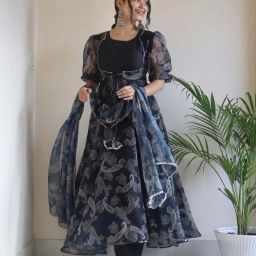 Printed Organza Stitched Anarkali Gown-picture-8