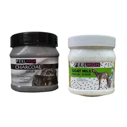 FEELHIGH Set Of 2 Goat Milk Facial Scrub & Charcoal Face Scrub-500 ml Each-16