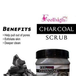 FEELHIGH Set Of 2 Charcoal & Papaya Scrub For Face & Body Exfoliators 500 ml Each image 2