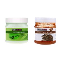 FEELHIGH Set Of 2 Neem Mask & Coffee Gel Scrub- 500ml Each-3