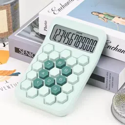 honch 12 Digit Desktop Calculator with Large LCD Display Big Hexagon Button Calculator,Easy to Press,for School Office Business Home FinancialCalculator image 2