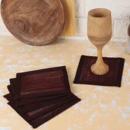 silpakarman Dark Brown Bamboo (6 x 6 Inches) Square (Set of 6) Coasters-picture-22