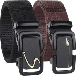 Men Casual, Evening, Formal, Party Black, Brown Nylon Belt-image-57