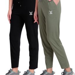 Pack of 2 Women Printed Black, Green Track Pants-image-63