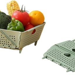 Foldable Fruit Drain Basket Food Strainer Colander Plastic Collapsible Colander Plastic Fruit & Vegetable Basket-image-12