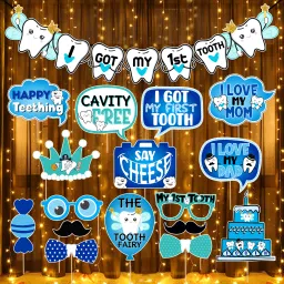 I Got My First Tooth Decoration - Banner,Photo Booth & Rice Light (Pack Of 18)-0