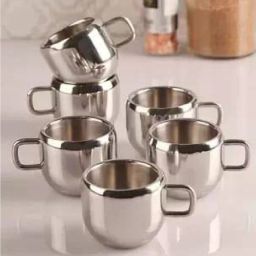Pack of 6 Stainless Steel Steel Cups for Tea Set of Six Stainless Steel Heavy Gauge Double Walled Tea/Coffee Cup-image-95
