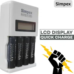 Simpex LCD Fast Charger with 2800mAh 4pc AA Ready To Use RechargeableCamera Battery Charger image 3