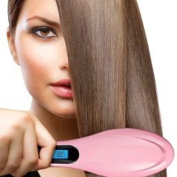 NIJEK STORE Electric Hair Comb Brush 3 in 1 Ceramic Hair Straightener For Women's Fast Hair Straightening Brush with LCD Screen, Temperature Control Display Personal Care Appliance Combo-60