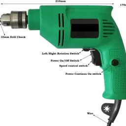 krishak tools Electric Drill Machine 500W Variable Speed Reverse Forward Function 2600RPM Hammer Drill image 2
