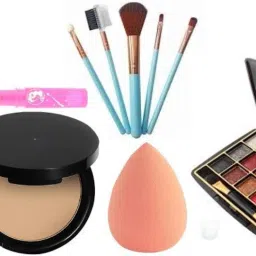 eyeshadow with compact foundation puff & makeup brush-image-12