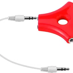 Kingdom Red 5 Way 3.5mm Stereo Audio Triangle Splitter Adapter Headset, Headphone, Earphone Splitter (AUX Cable Included, Red in Color) Phone Converter-image-85