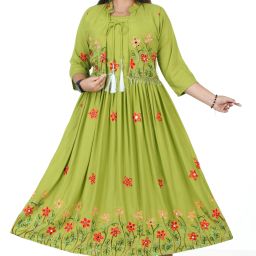 Women Fit and Flare Green Above Knee/Mid Thigh Length Dress-image-83