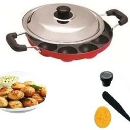 12 Cavities Non Stick Appam Patra with Lid and Handle/ kulipaniyaram pan Paniarakkal with Lid 1 L capacity 23 cm diameter-picture-2