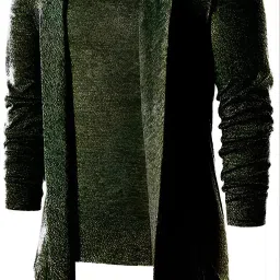 Men Asymmetric Full Sleeve Dark Green Shrug-image-93