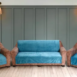 nendle Velvet Plain 3+1+1 Seater Sofa Cover-picture-32