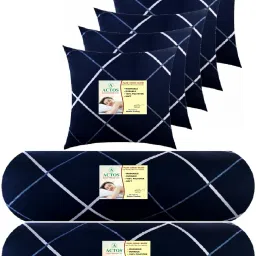 5 Cushion And 2 Bolster Microfibre Geometric Bolster Pack of 7-image-67