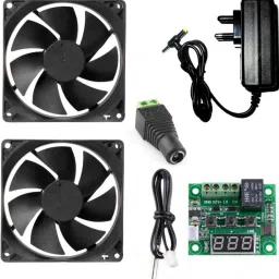 Best Combo Of W1209 + 12v 2Amp Adapter + 1 Dc Connector Screw Type + 2 Piece 3 inch fan For Diy Incubator Electronic Components W1209 thermostat Temperature Sensor and Controller Temperature Sensor and Controller Electronic Hobby Kit-12