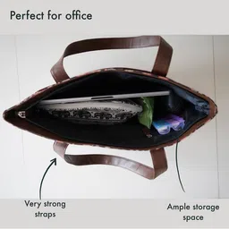 Happening Hippo Vegan Leather Floral Printed Oversized Structured Shoulder Bag image 3