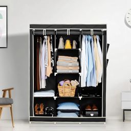 88130 Micro Fiber metalic Carbon Steel Collapsible Wardrobe-image-28