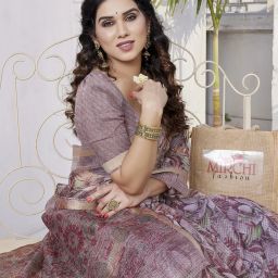 Printed, Floral Print, Checkered Kota Doria Polyester Saree-image-76