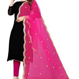 Net Embellished Pink Women Dupatta-28