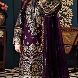 Semi Stitched Georgette Salwar and Dupatta Material Embroidered-image-4